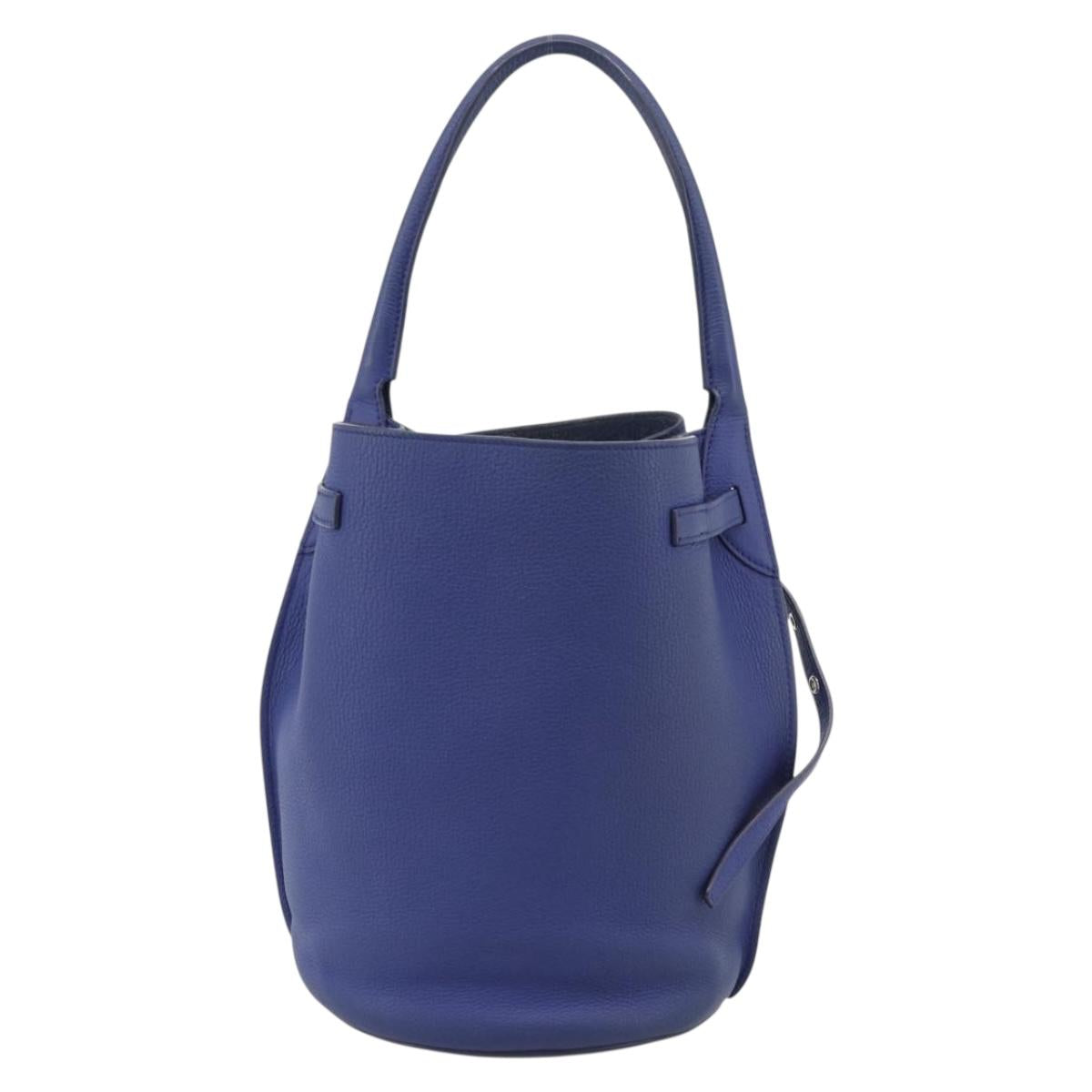 CELINE Hand Bag Leather Blue Silver Auth ar14019A