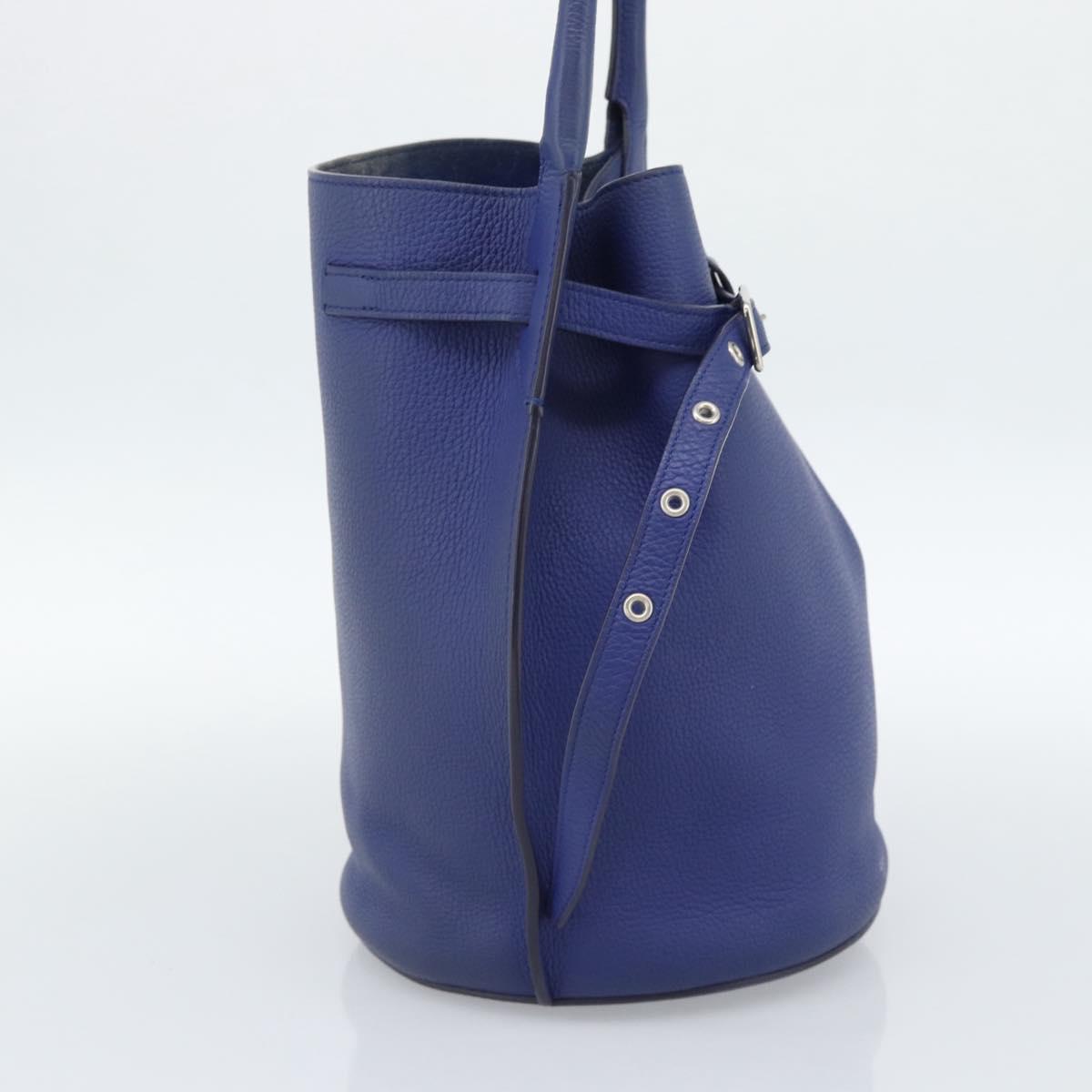CELINE Hand Bag Leather Blue Silver Auth ar14019A