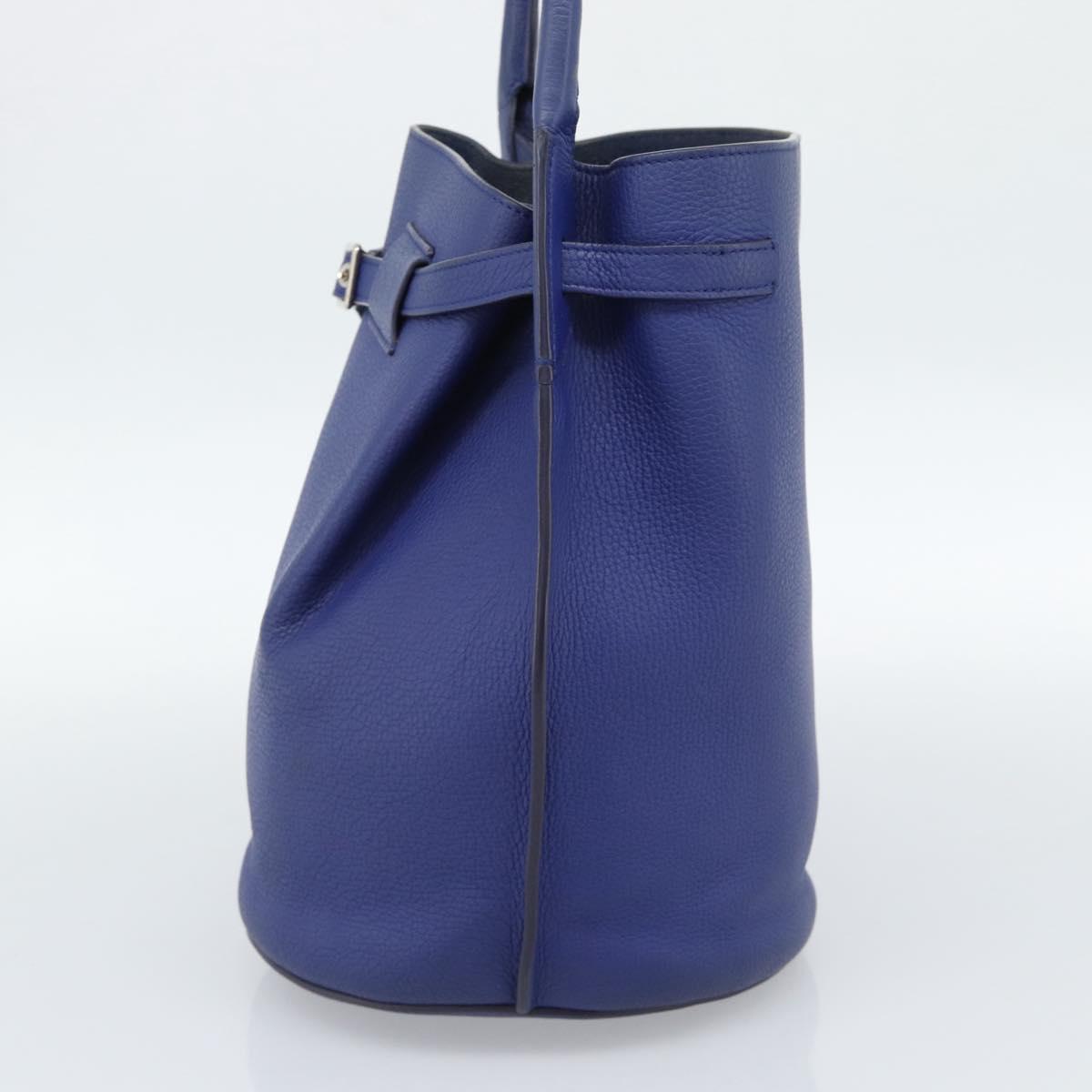 CELINE Hand Bag Leather Blue Silver Auth ar14019A
