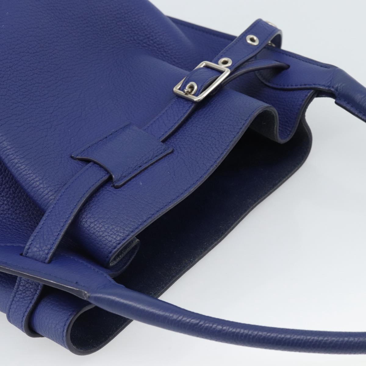 CELINE Hand Bag Leather Blue Silver Auth ar14019A