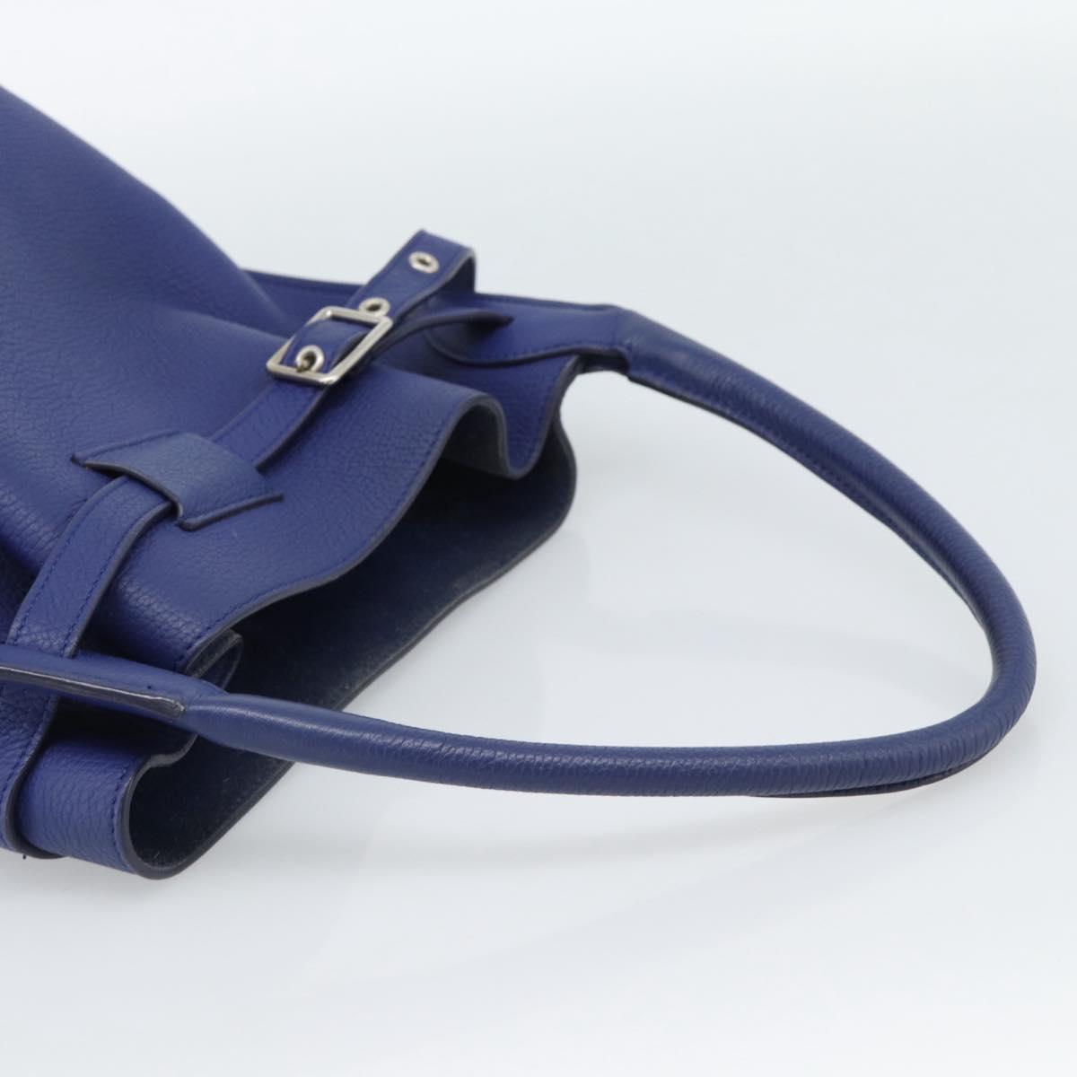 CELINE Hand Bag Leather Blue Silver Auth ar14019A