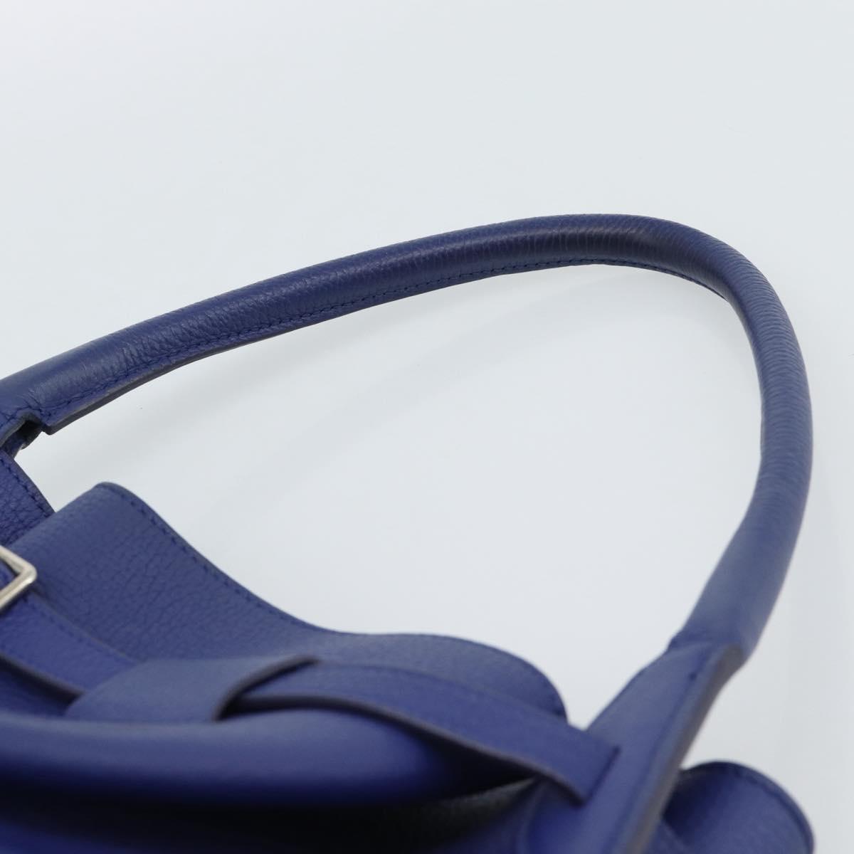 CELINE Hand Bag Leather Blue Silver Auth ar14019A