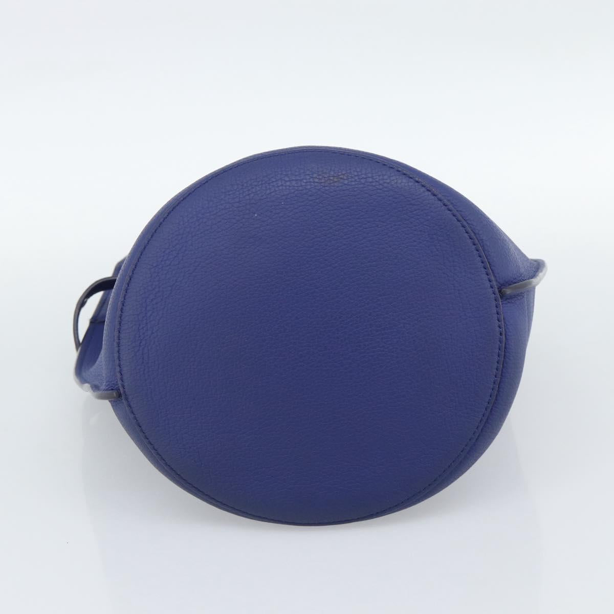 CELINE Hand Bag Leather Blue Silver Auth ar14019A