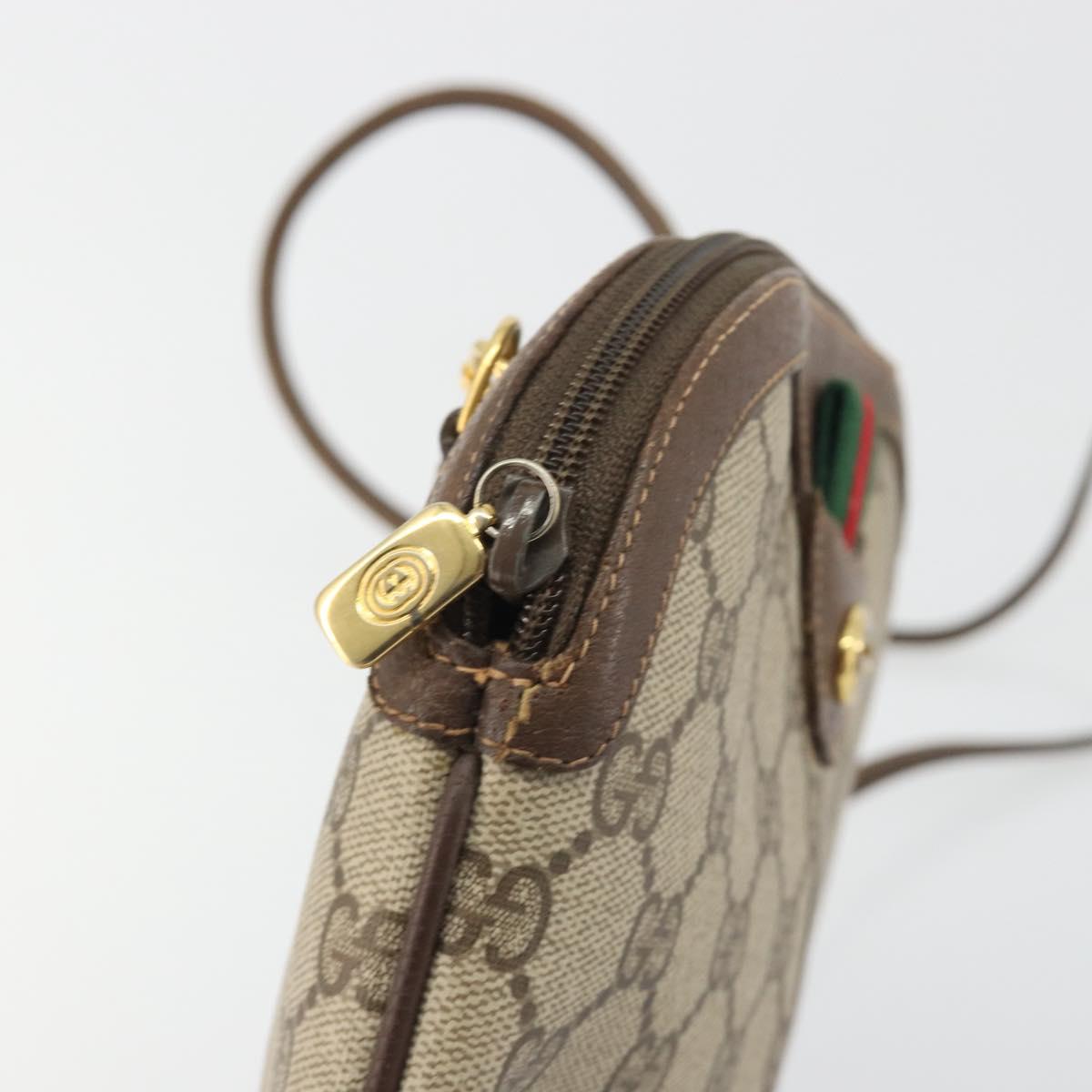 GUCCI GG Supreme Web Sherry Line Bag PVC Beige Gold 904 02 047 Auth ar14021
