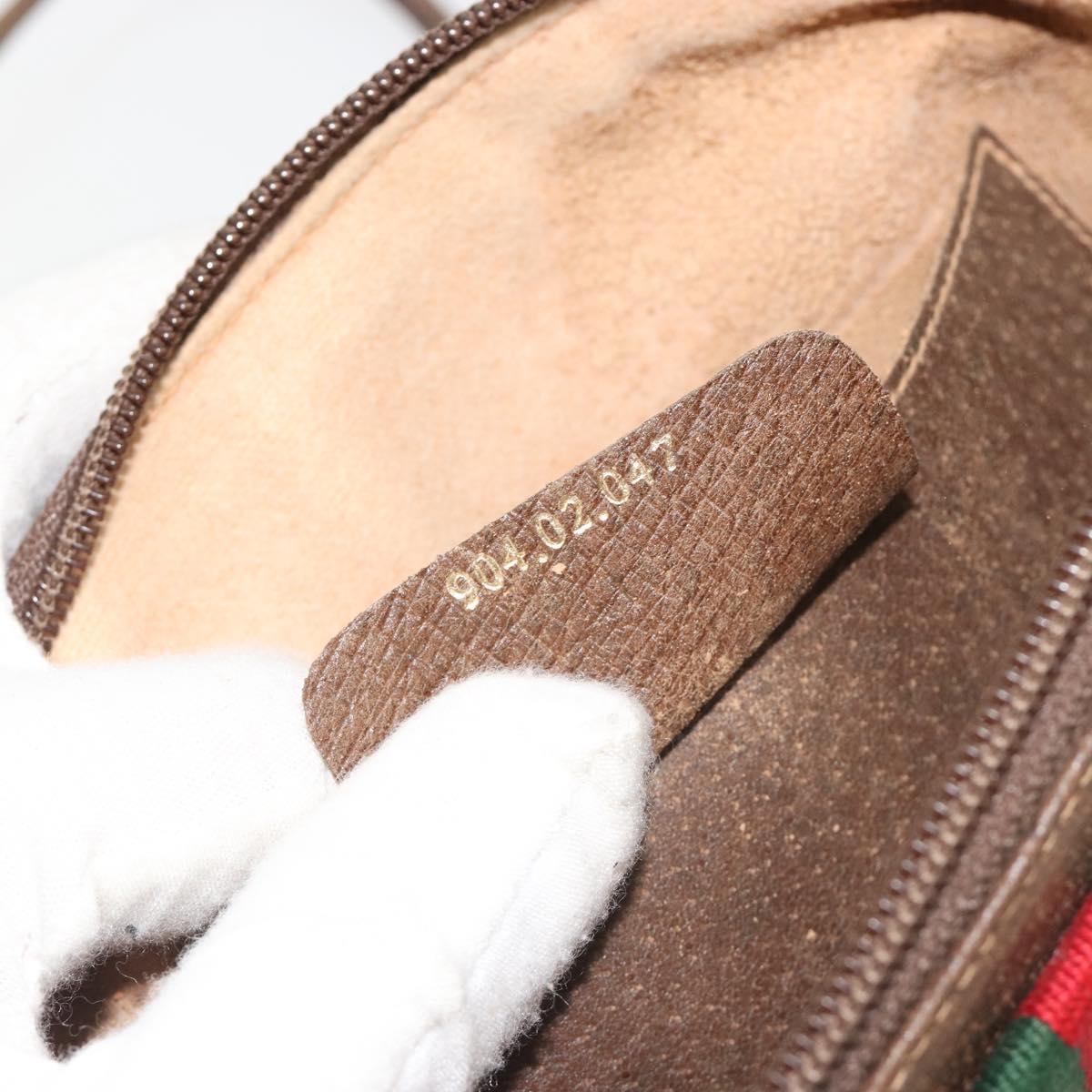 GUCCI GG Supreme Web Sherry Line Bag PVC Beige Gold 904 02 047 Auth ar14021