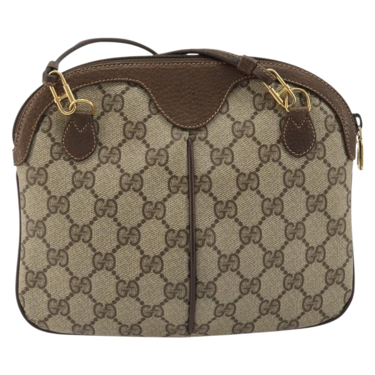 GUCCI GG Supreme Web Sherry Line Bag PVC Beige Gold 904 02 047 Auth ar14021