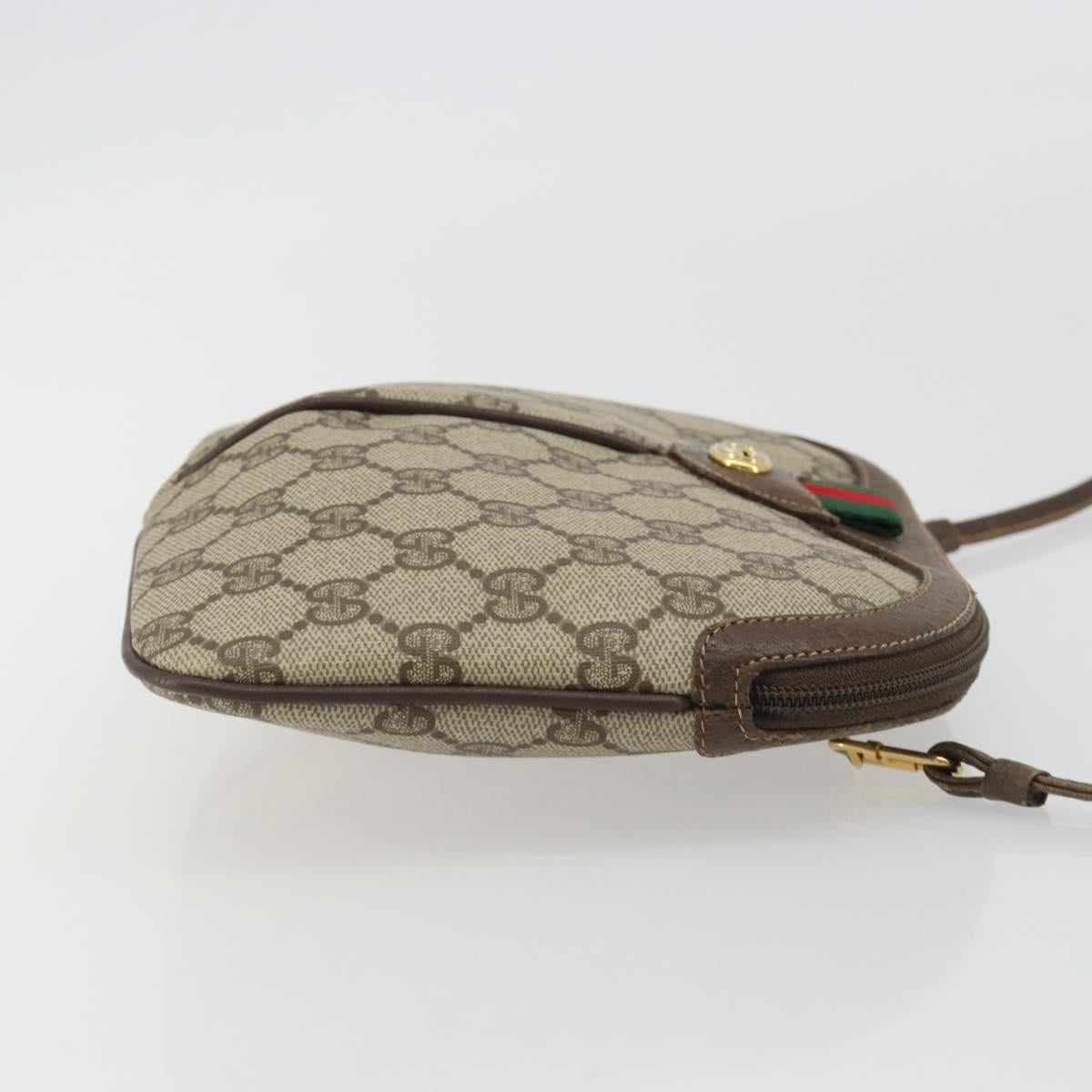 GUCCI GG Supreme Web Sherry Line Bag PVC Beige Gold 904 02 047 Auth ar14021
