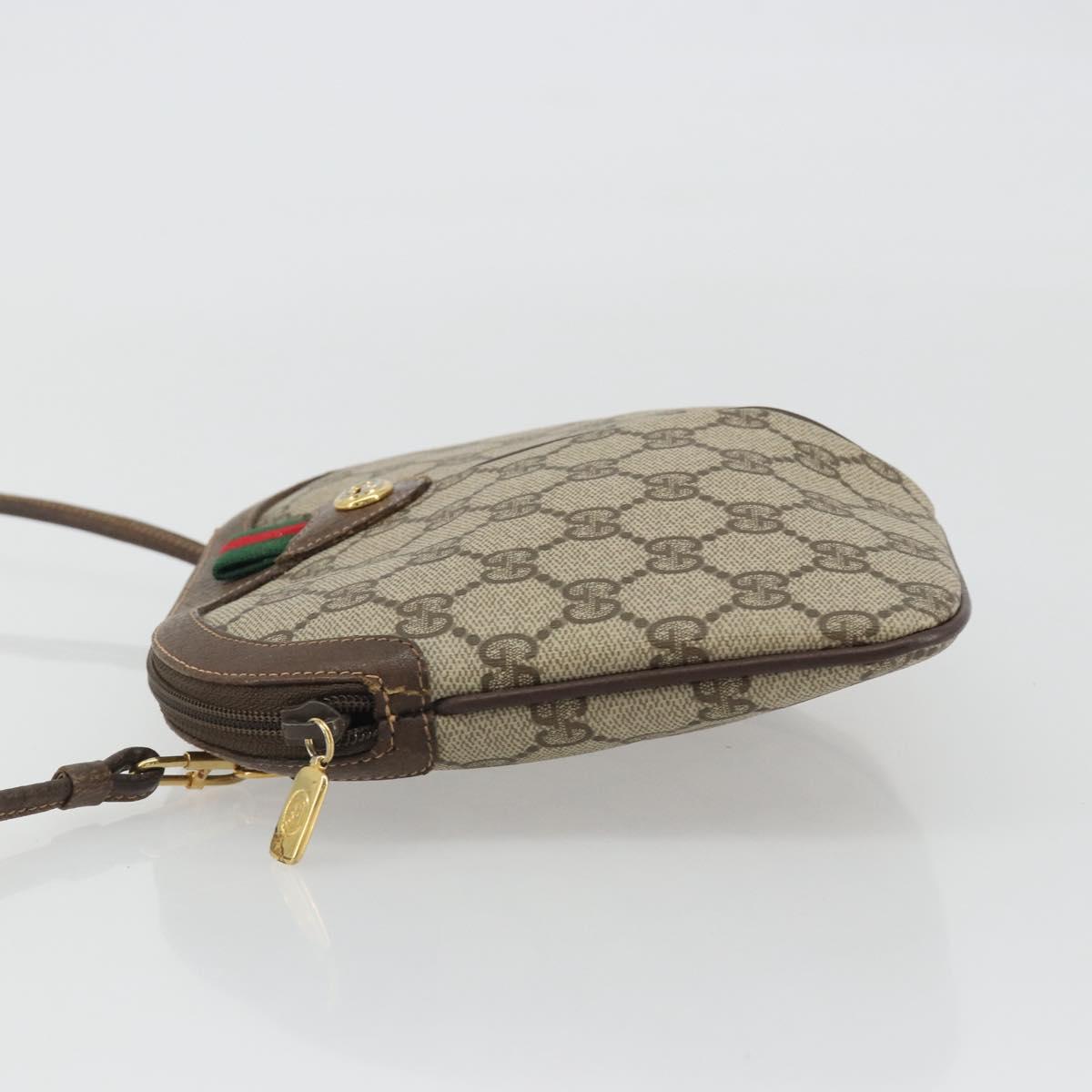 GUCCI GG Supreme Web Sherry Line Bag PVC Beige Gold 904 02 047 Auth ar14021