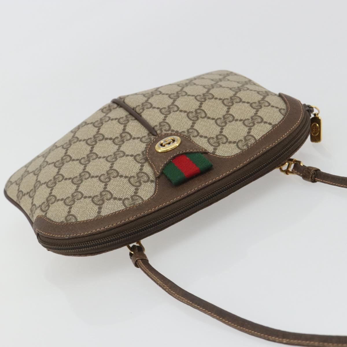 GUCCI GG Supreme Web Sherry Line Bag PVC Beige Gold 904 02 047 Auth ar14021