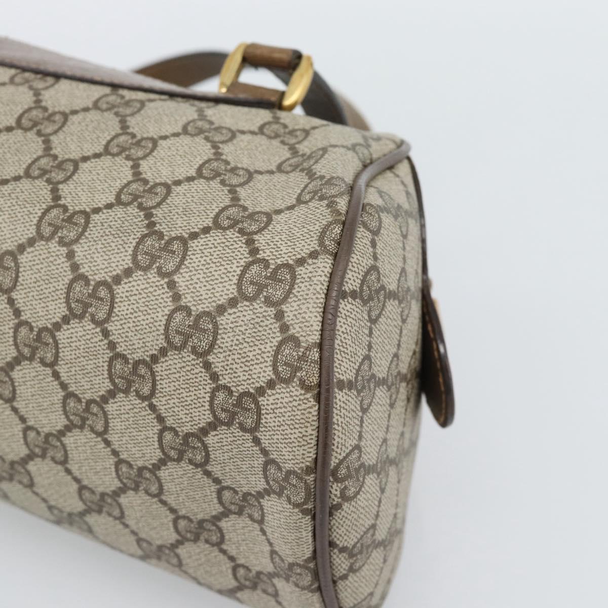 GUCCI GG Supreme Hand Bag PVC Beige Gold Auth ar14025