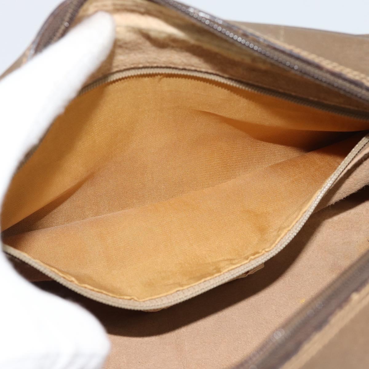 GUCCI GG Supreme Hand Bag PVC Beige Gold Auth ar14025