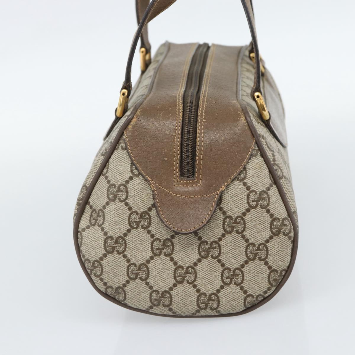 GUCCI GG Supreme Hand Bag PVC Beige Gold Auth ar14025