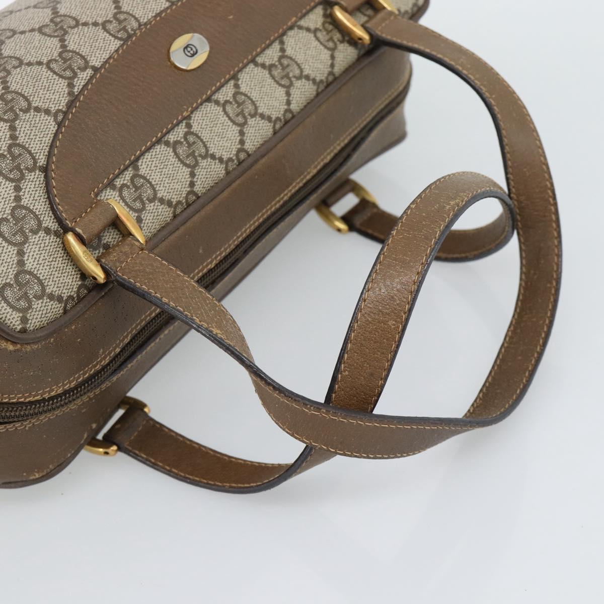 GUCCI GG Supreme Hand Bag PVC Beige Gold Auth ar14025