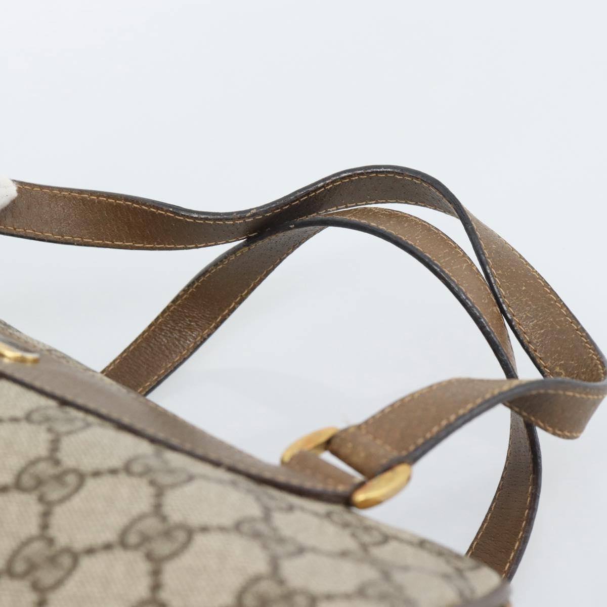 GUCCI GG Supreme Hand Bag PVC Beige Gold Auth ar14025