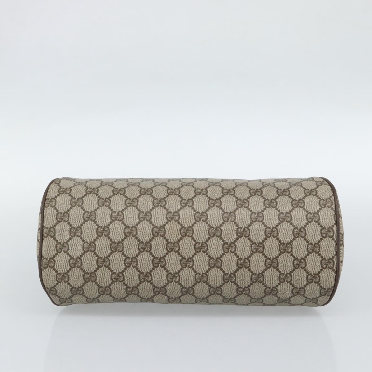 GUCCI GG Supreme Hand Bag PVC Beige Gold Auth ar14025