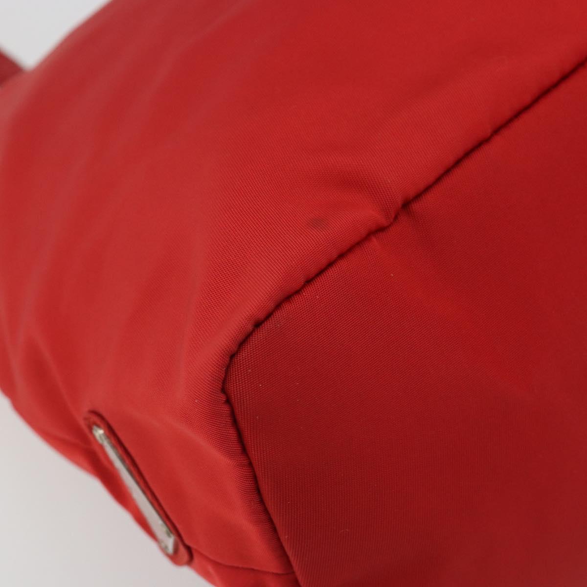 PRADA Hand Bag Nylon Red Silver Auth ar14026