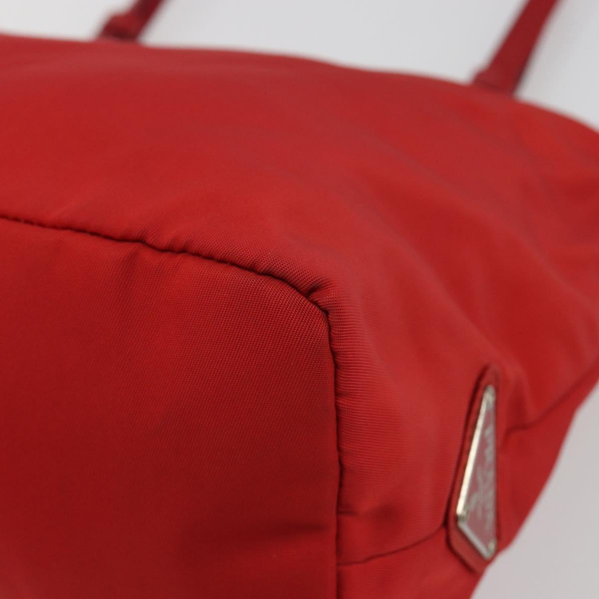 PRADA Hand Bag Nylon Red Silver Auth ar14026