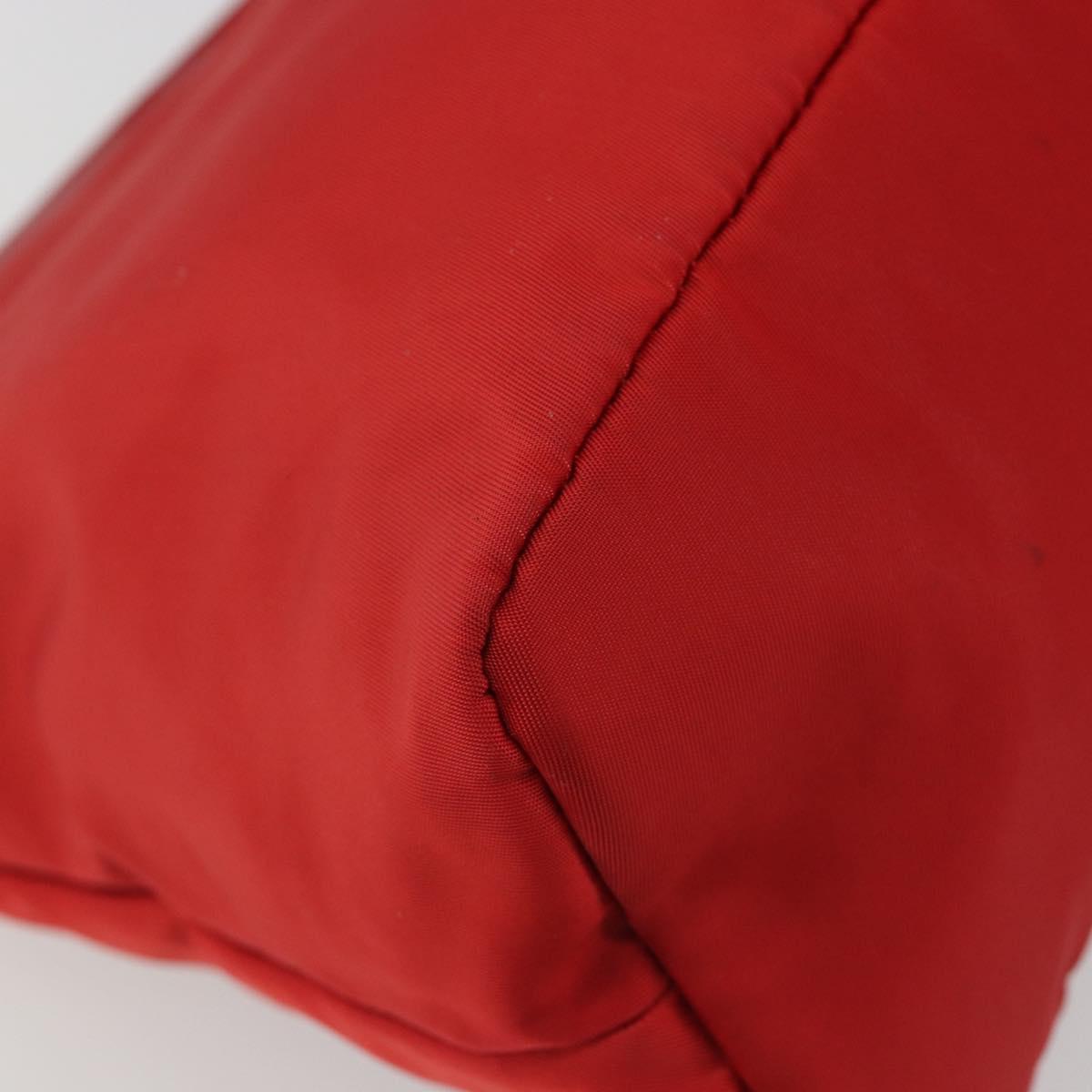 PRADA Hand Bag Nylon Red Silver Auth ar14026