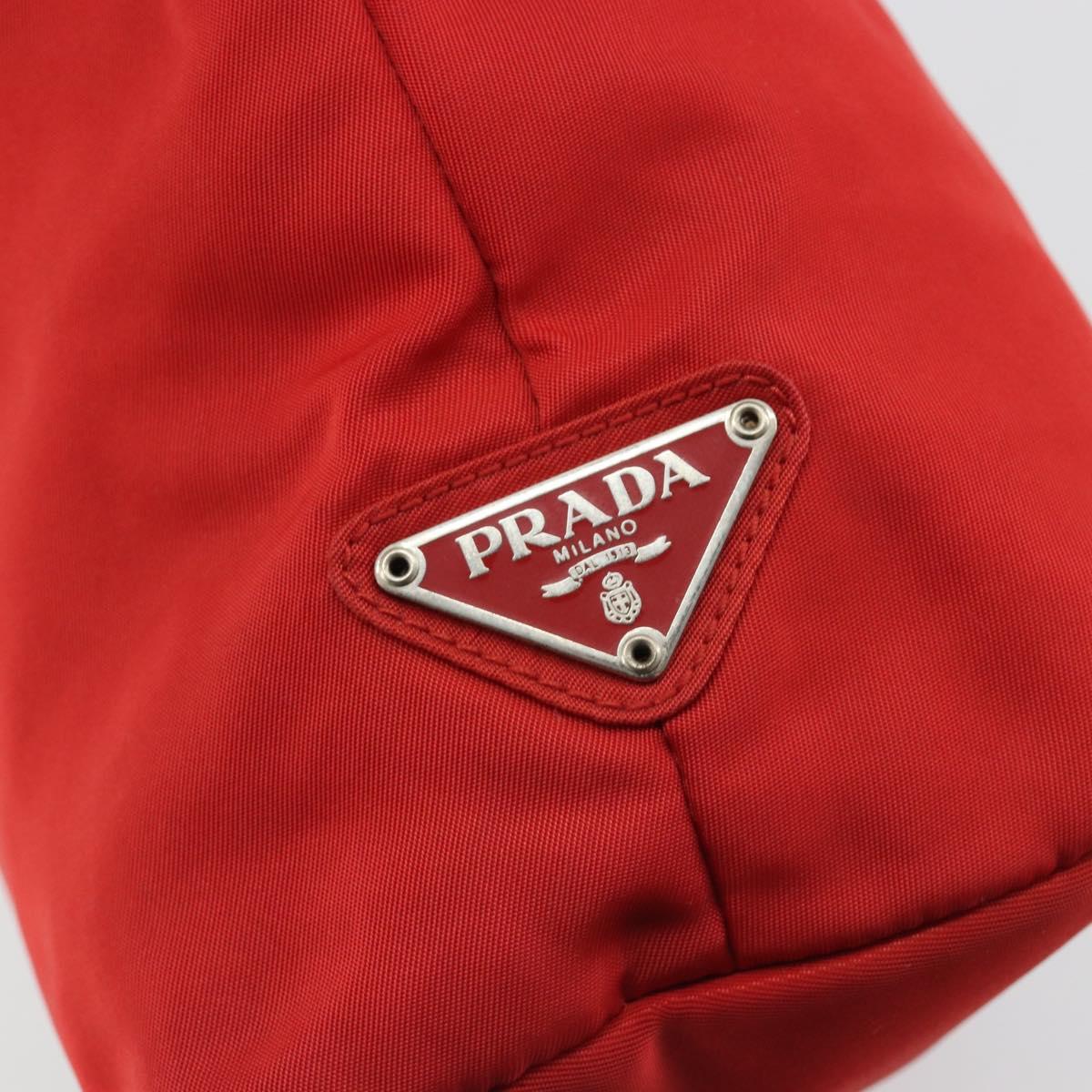 PRADA Hand Bag Nylon Red Silver Auth ar14026