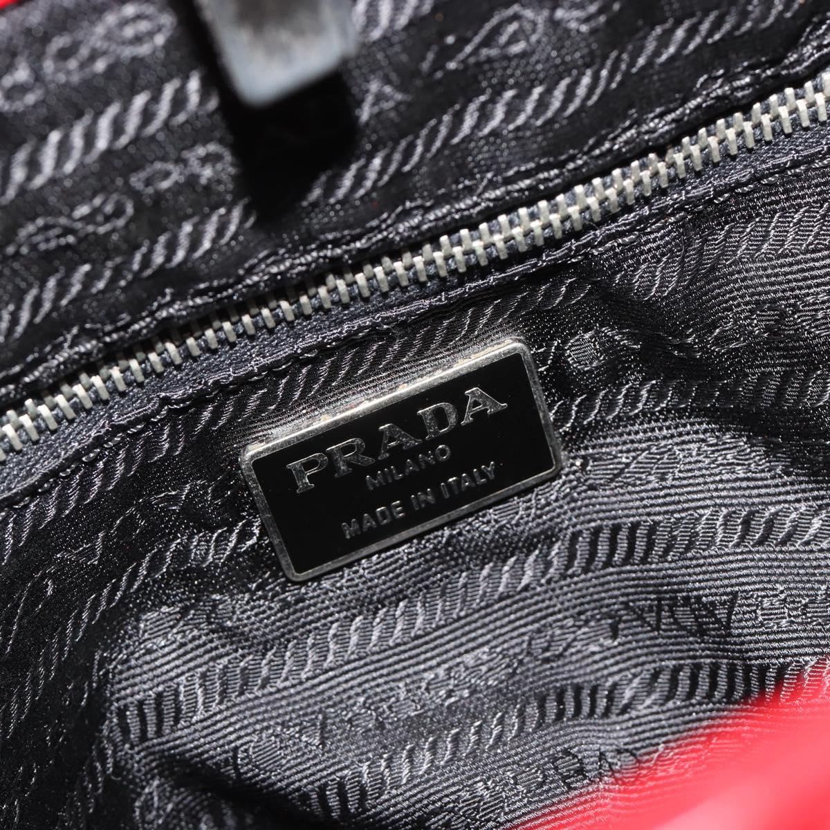 PRADA Hand Bag Nylon Red Silver Auth ar14026