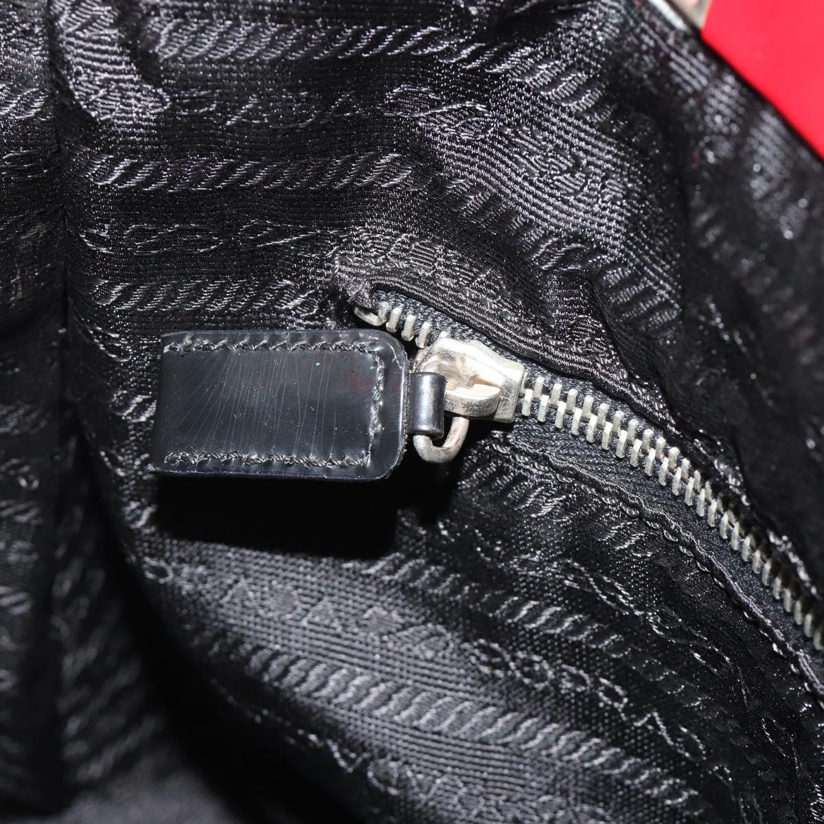 PRADA Hand Bag Nylon Red Silver Auth ar14026