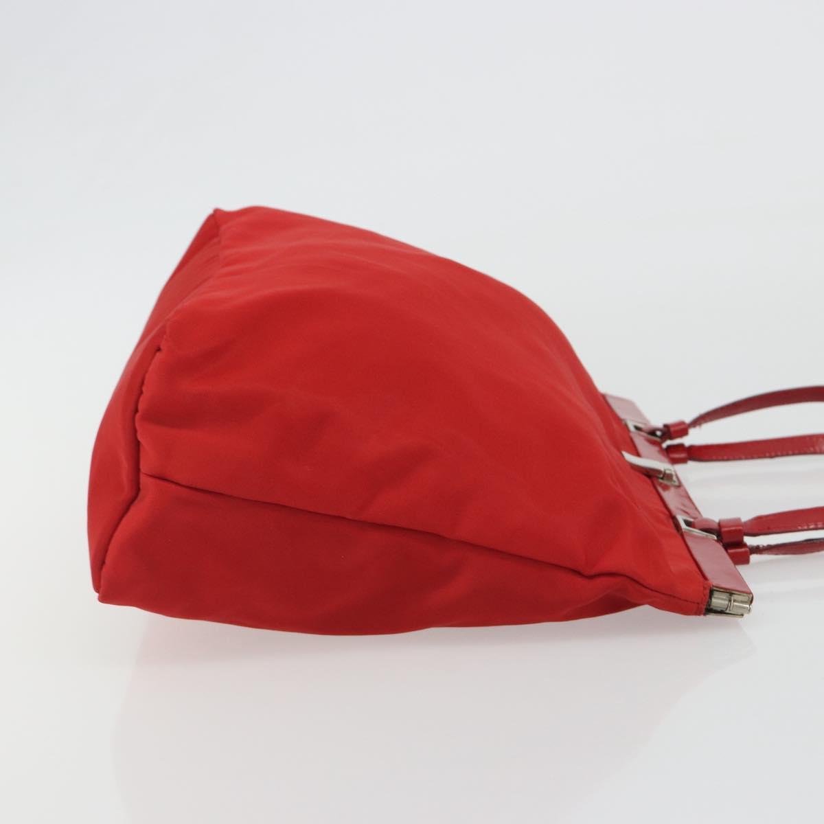 PRADA Hand Bag Nylon Red Silver Auth ar14026