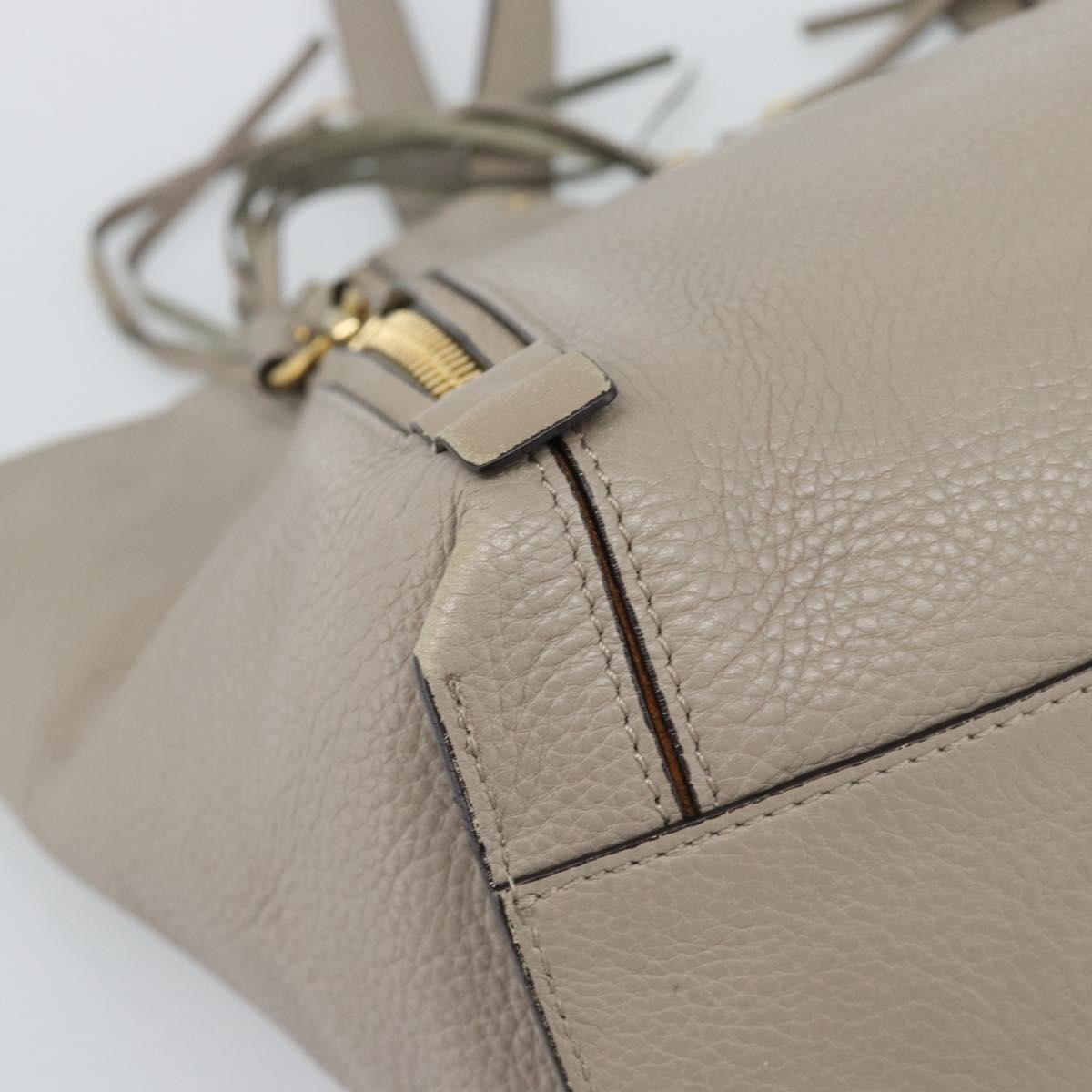 Chloe Tote Bag Leather Gray Gold Auth ar14027