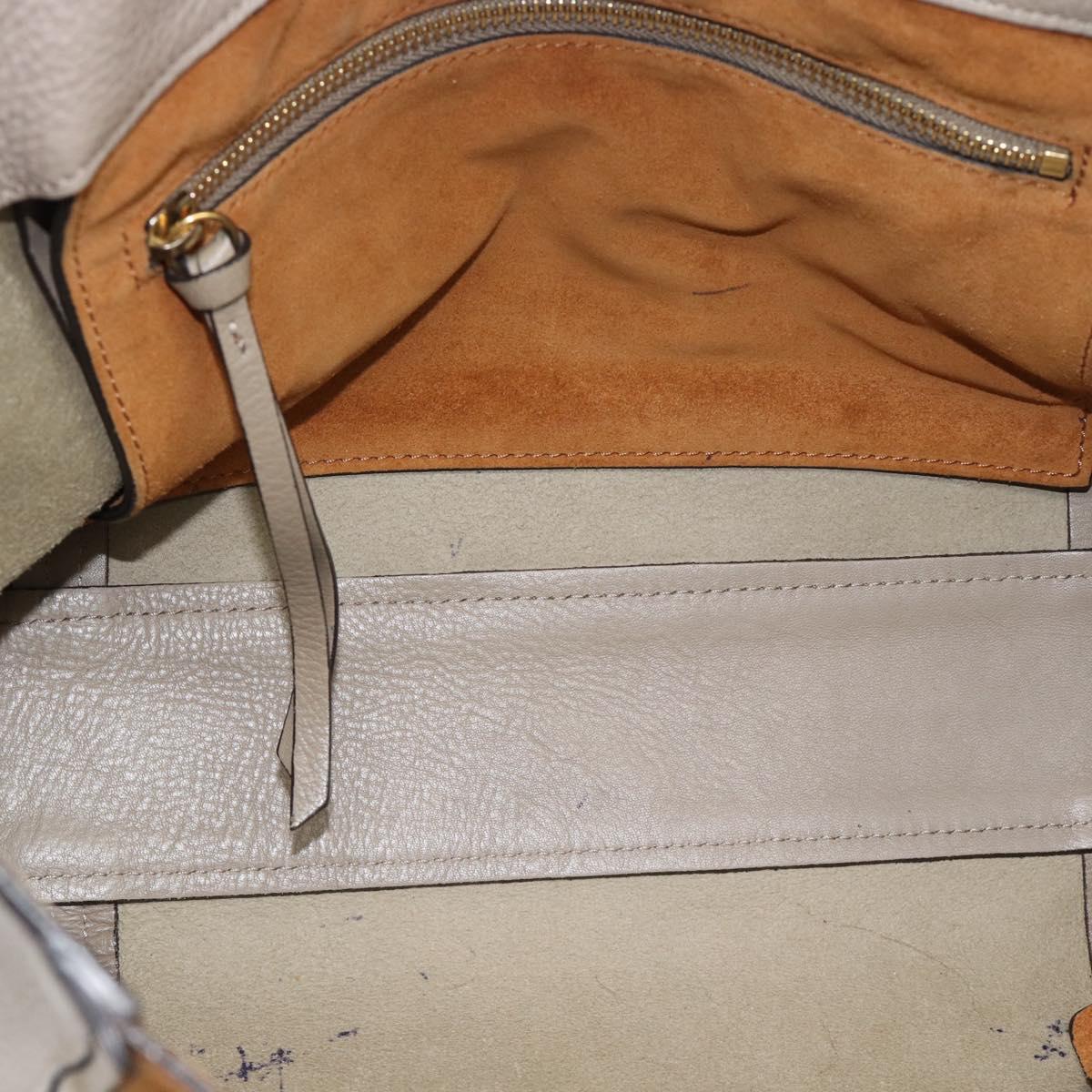 Chloe Tote Bag Leather Gray Gold Auth ar14027