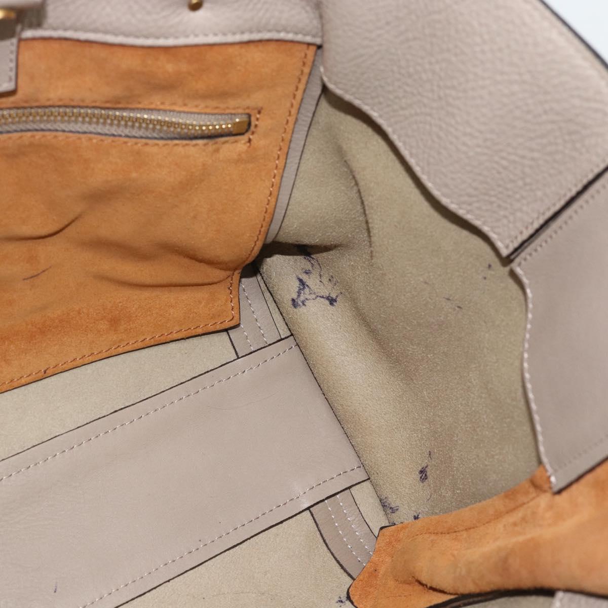 Chloe Tote Bag Leather Gray Gold Auth ar14027