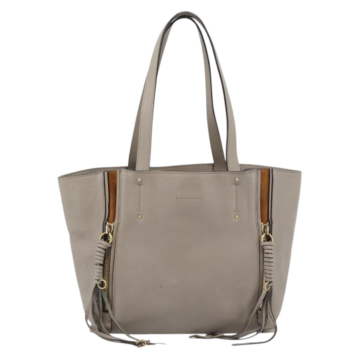 Chloe Tote Bag Leather Gray Gold Auth ar14027