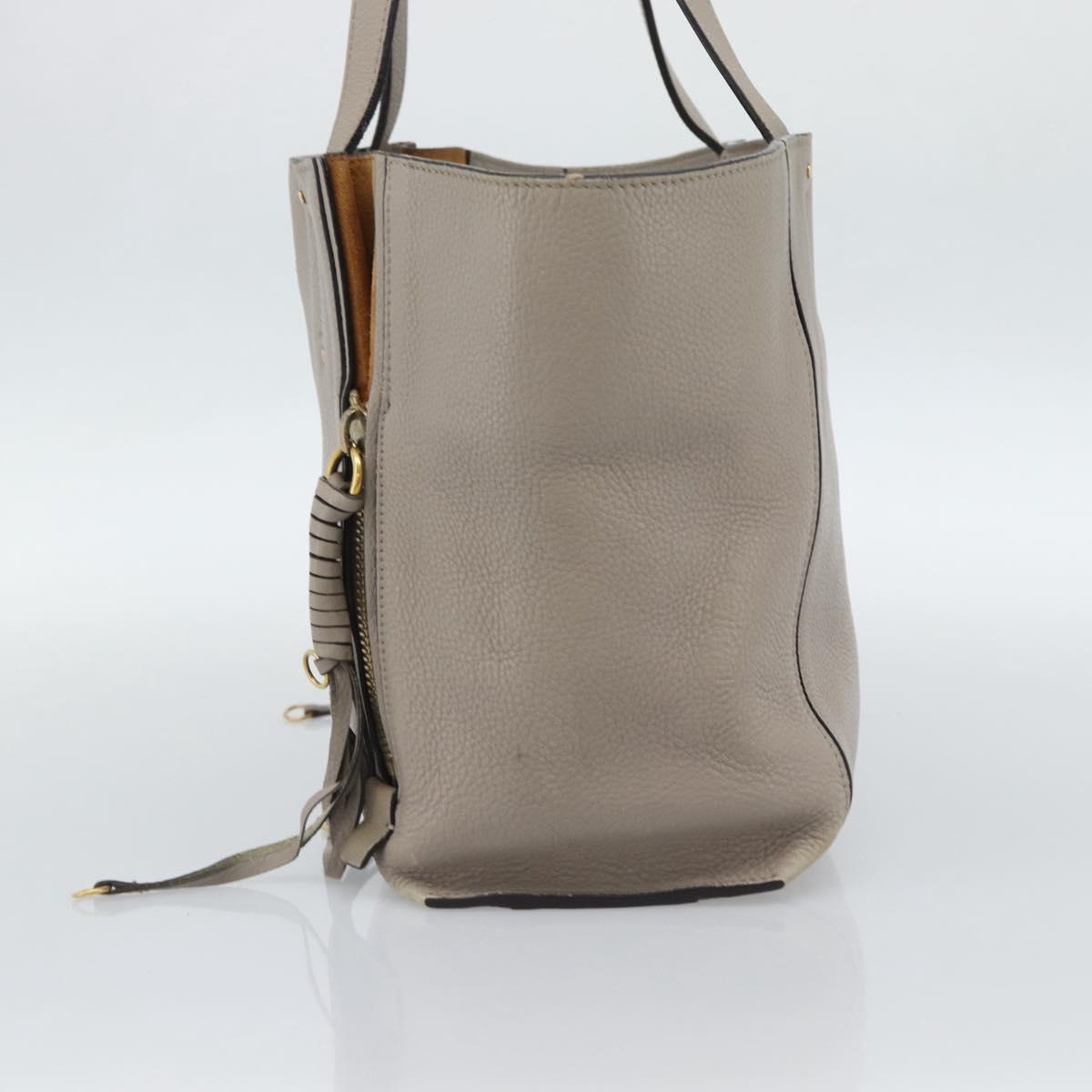 Chloe Tote Bag Leather Gray Gold Auth ar14027