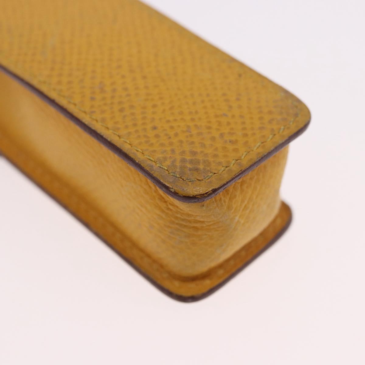 HERMES Lip Case Leather Yellow Auth ar14028