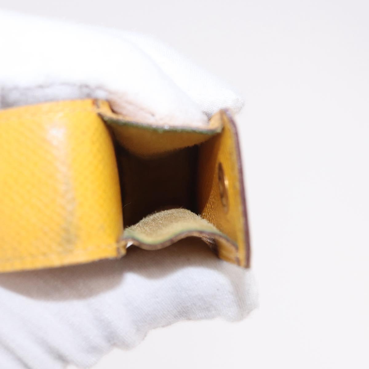 HERMES Lip Case Leather Yellow Auth ar14028