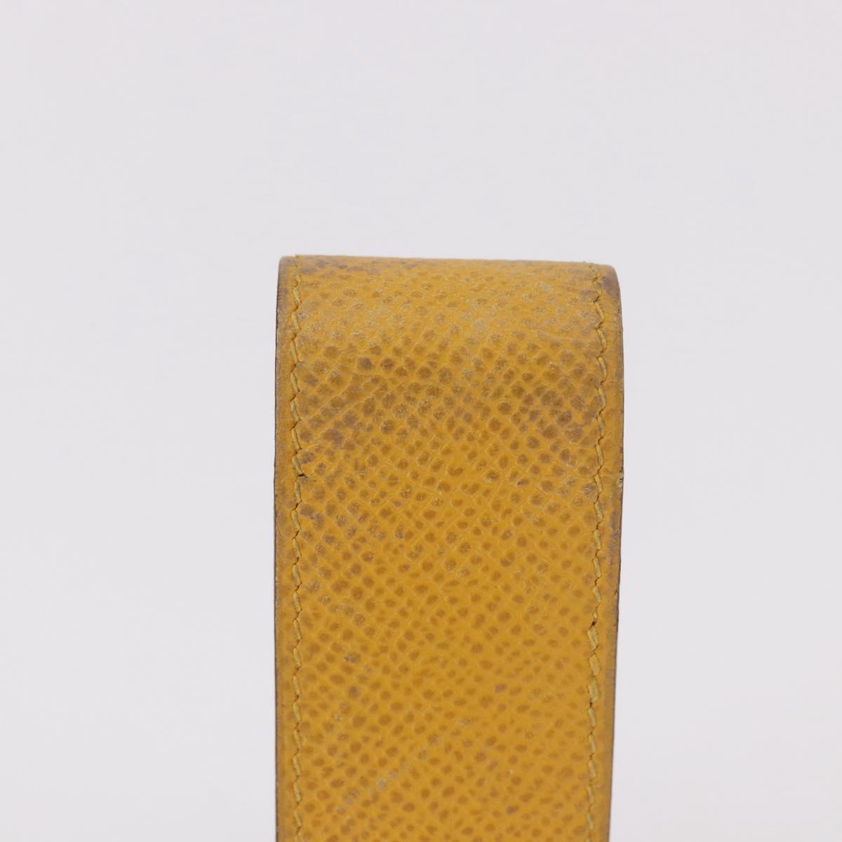 HERMES Lip Case Leather Yellow Auth ar14028