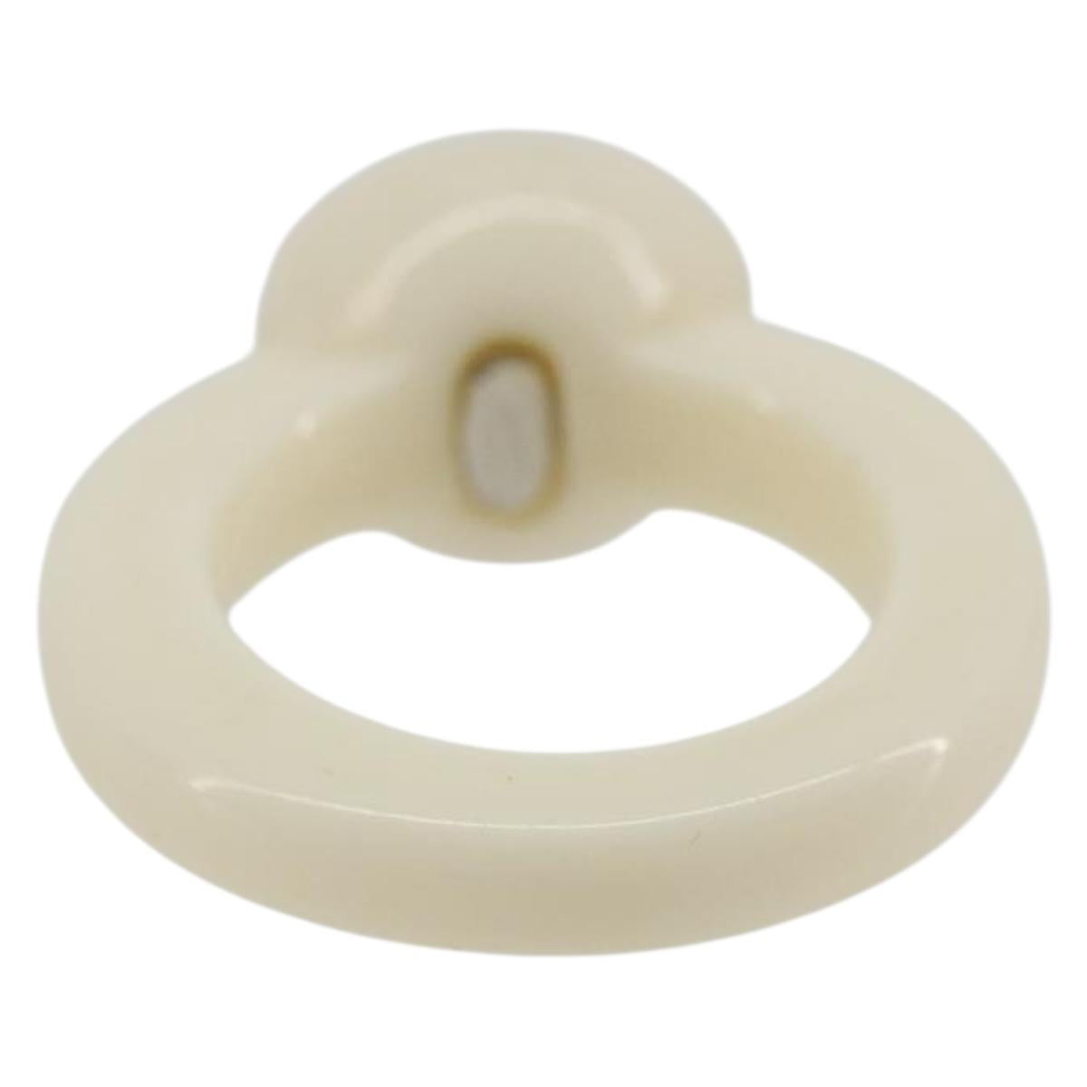 CHANEL Ring Plastic White CC Auth ar14031