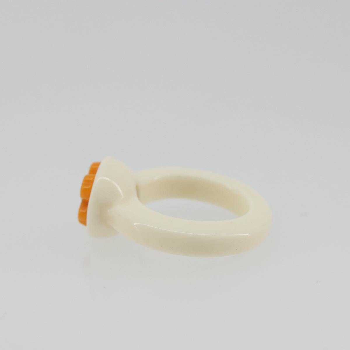 CHANEL Ring Plastic White CC Auth ar14031
