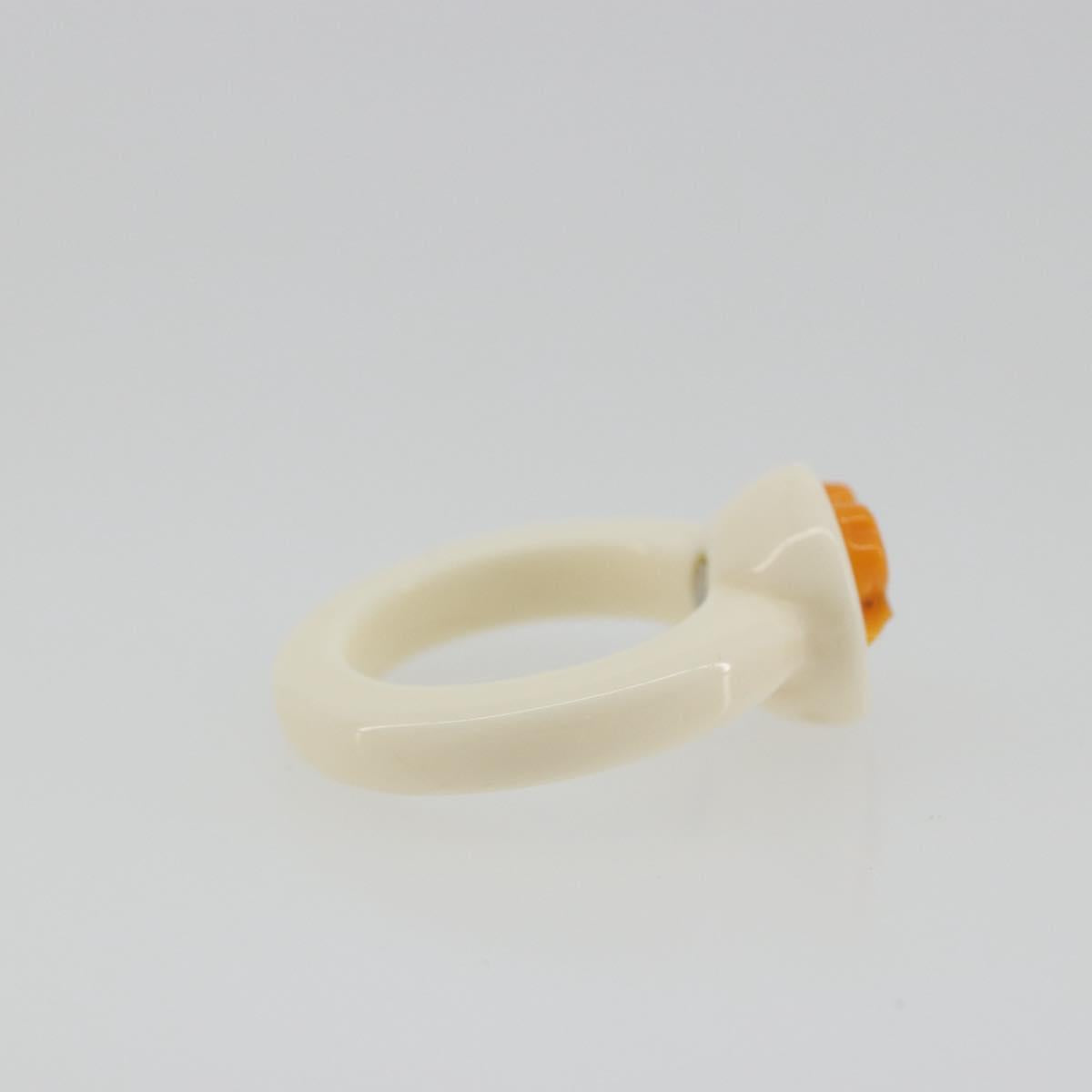 CHANEL Ring Plastic White CC Auth ar14031