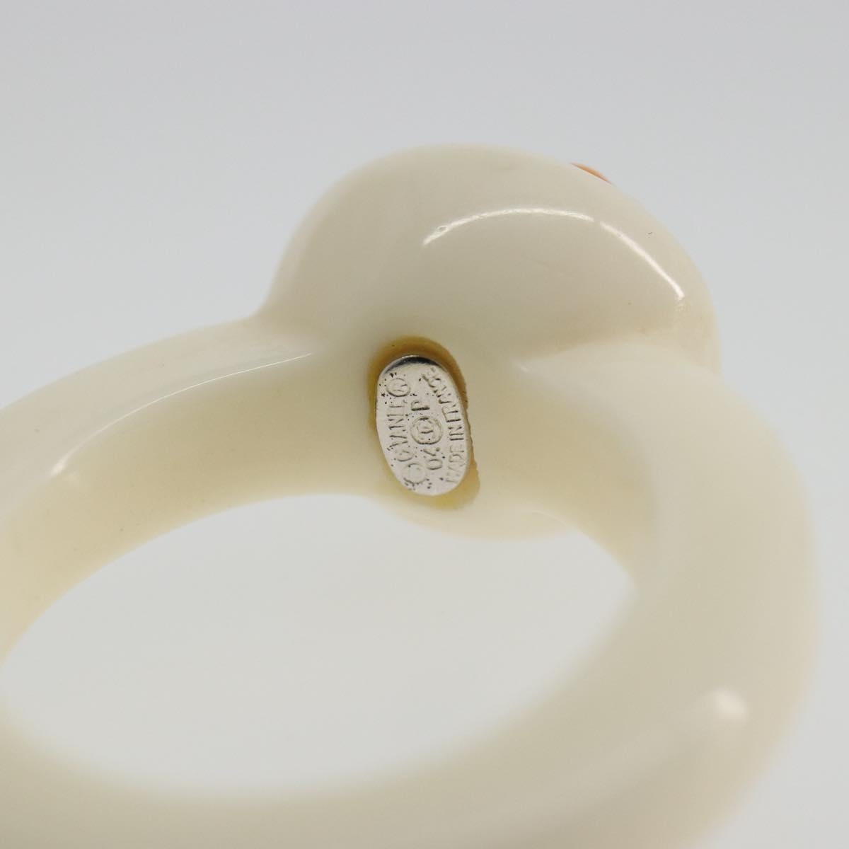 CHANEL Ring Plastic White CC Auth ar14031
