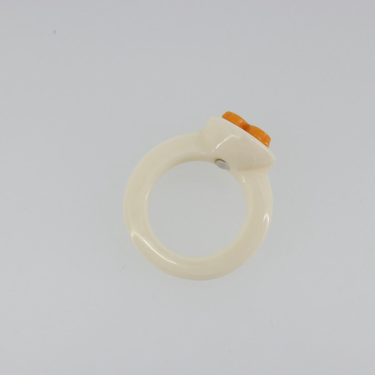 CHANEL Ring Plastic White CC Auth ar14031
