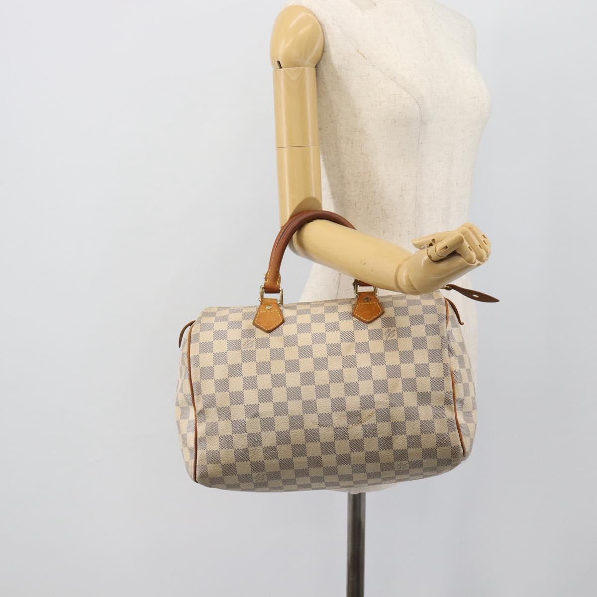 LOUIS VUITTON Damier Azur Speedy 30 Hand Bag N41533 LV Auth ar14035