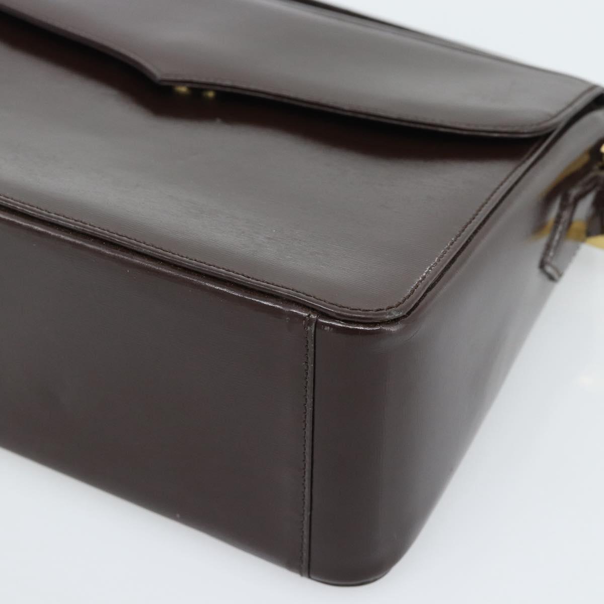 SAINT LAURENT Shoulder Bag Leather Brown Gold Auth ar14039