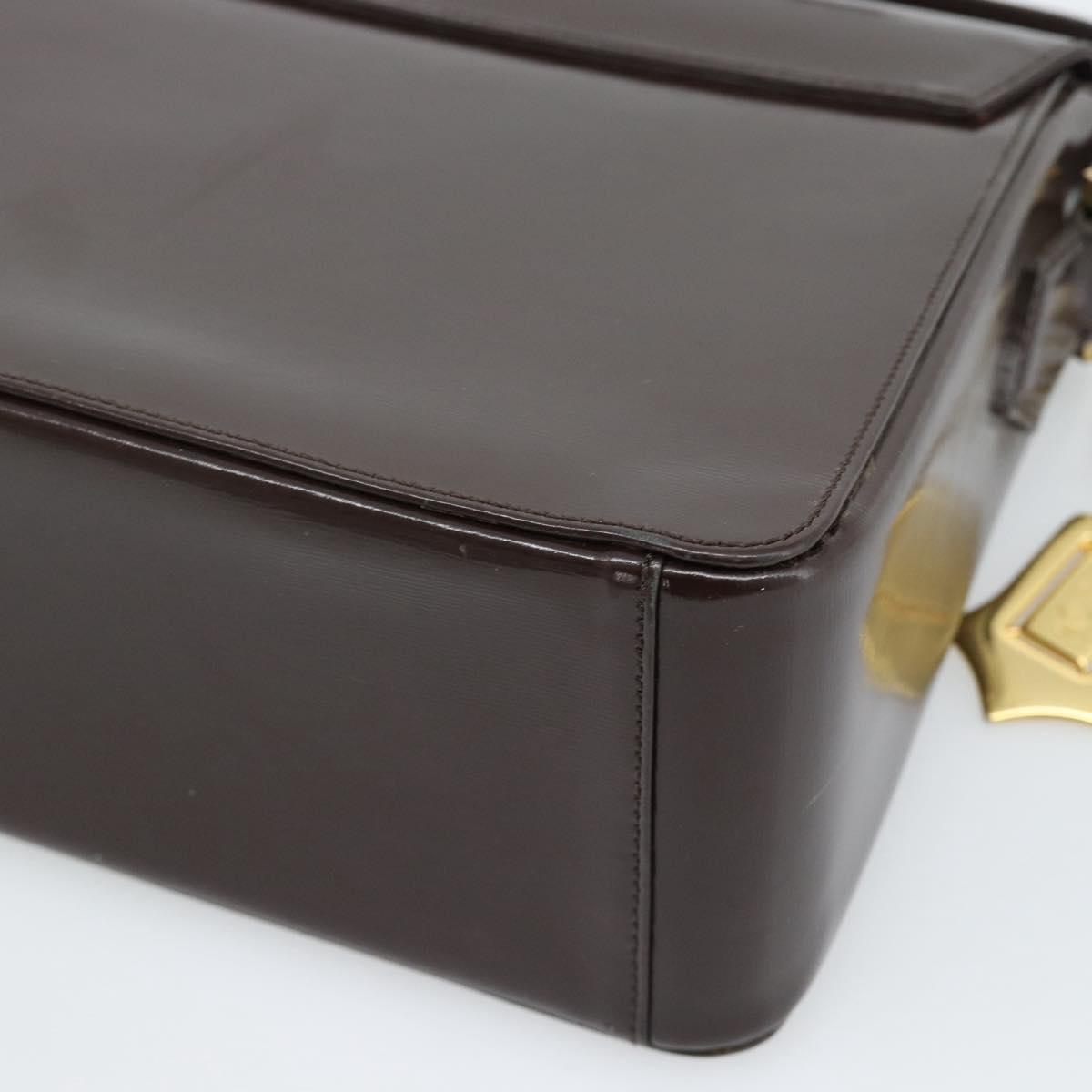 SAINT LAURENT Shoulder Bag Leather Brown Gold Auth ar14039