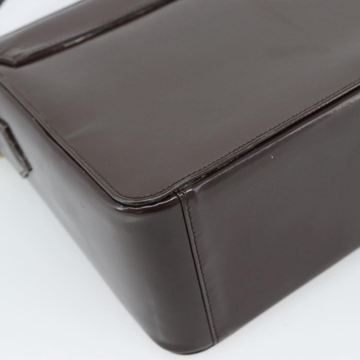 SAINT LAURENT Shoulder Bag Leather Brown Gold Auth ar14039