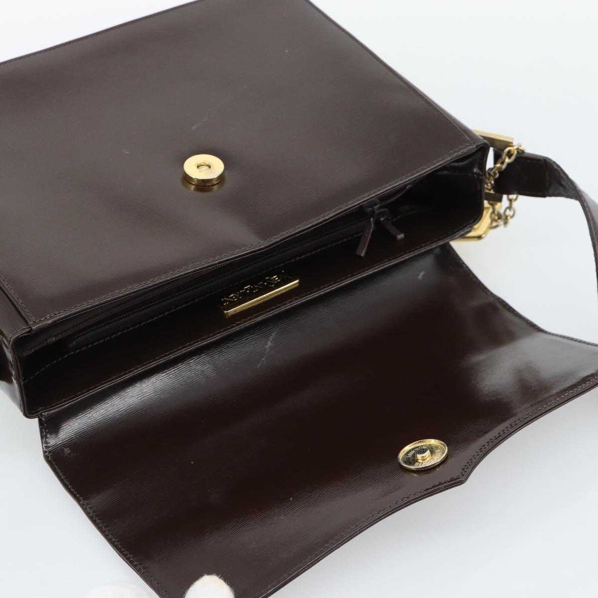 SAINT LAURENT Shoulder Bag Leather Brown Gold Auth ar14039