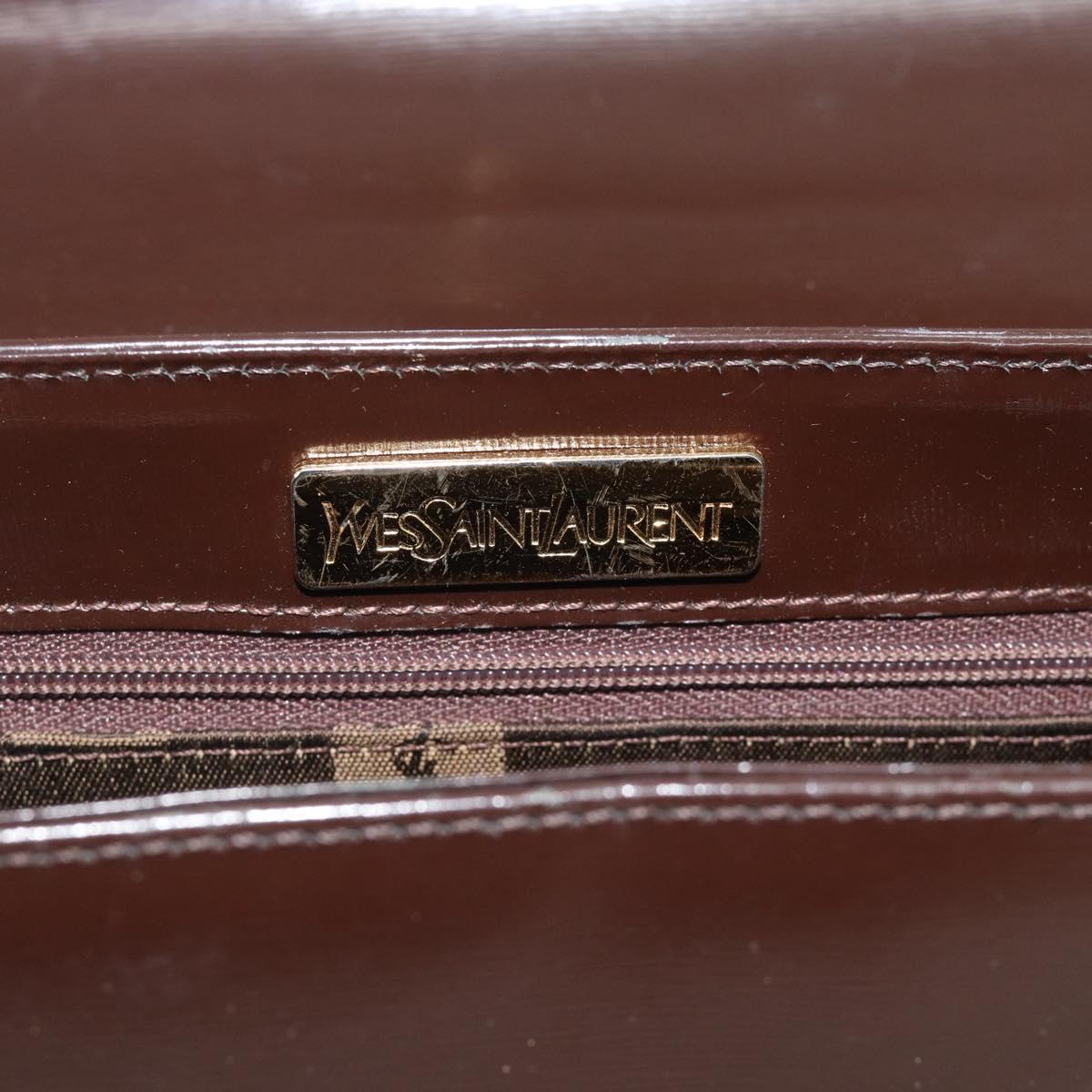 SAINT LAURENT Shoulder Bag Leather Brown Gold Auth ar14039