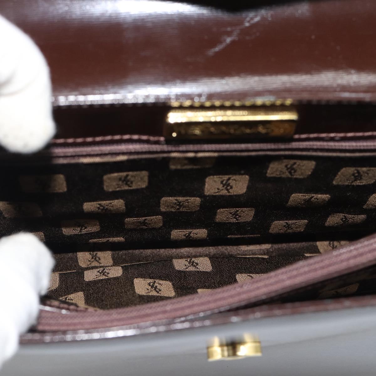 SAINT LAURENT Shoulder Bag Leather Brown Gold Auth ar14039