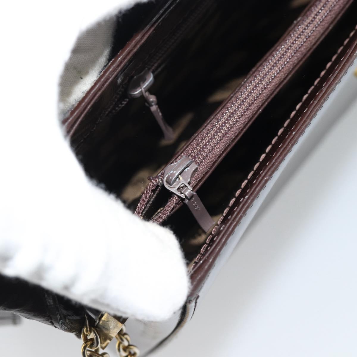 SAINT LAURENT Shoulder Bag Leather Brown Gold Auth ar14039