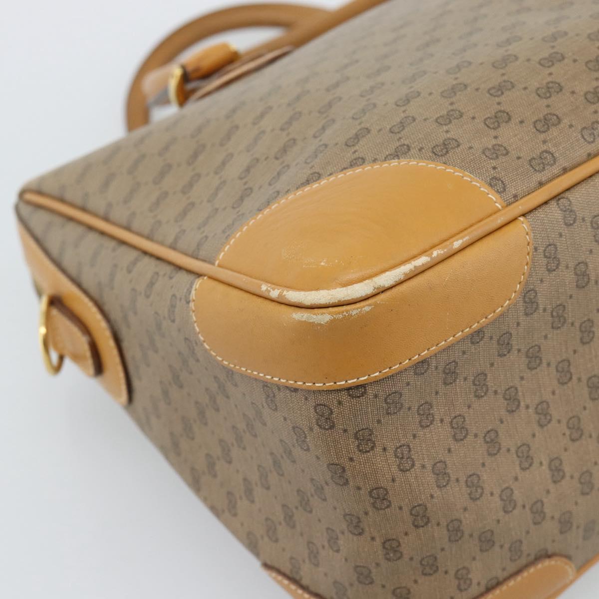 GUCCI Micro GG Hand Bag PVC Leather Beige Gold 002 084 0167 Auth ar14040