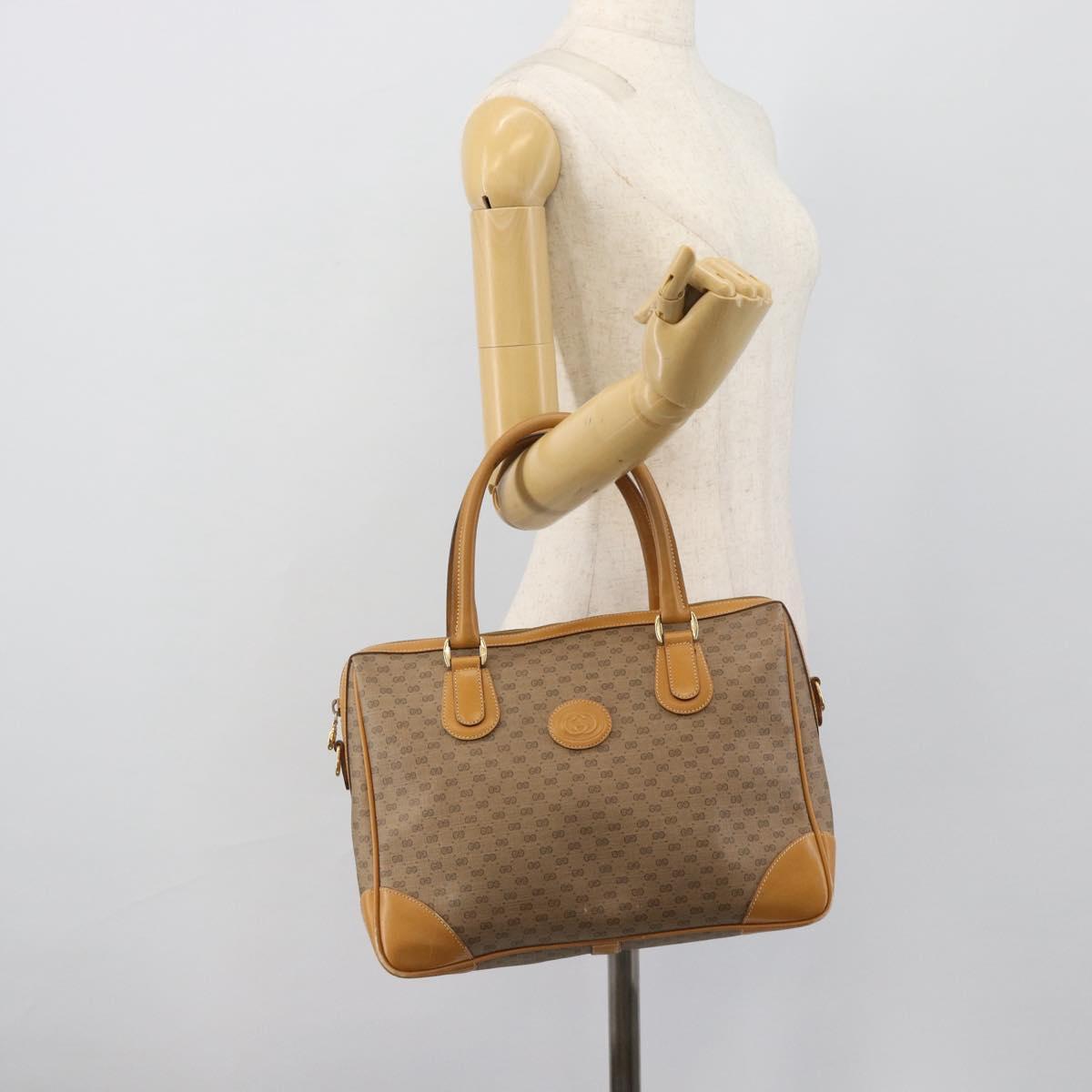 GUCCI Micro GG Hand Bag PVC Leather Beige Gold 002 084 0167 Auth ar14040