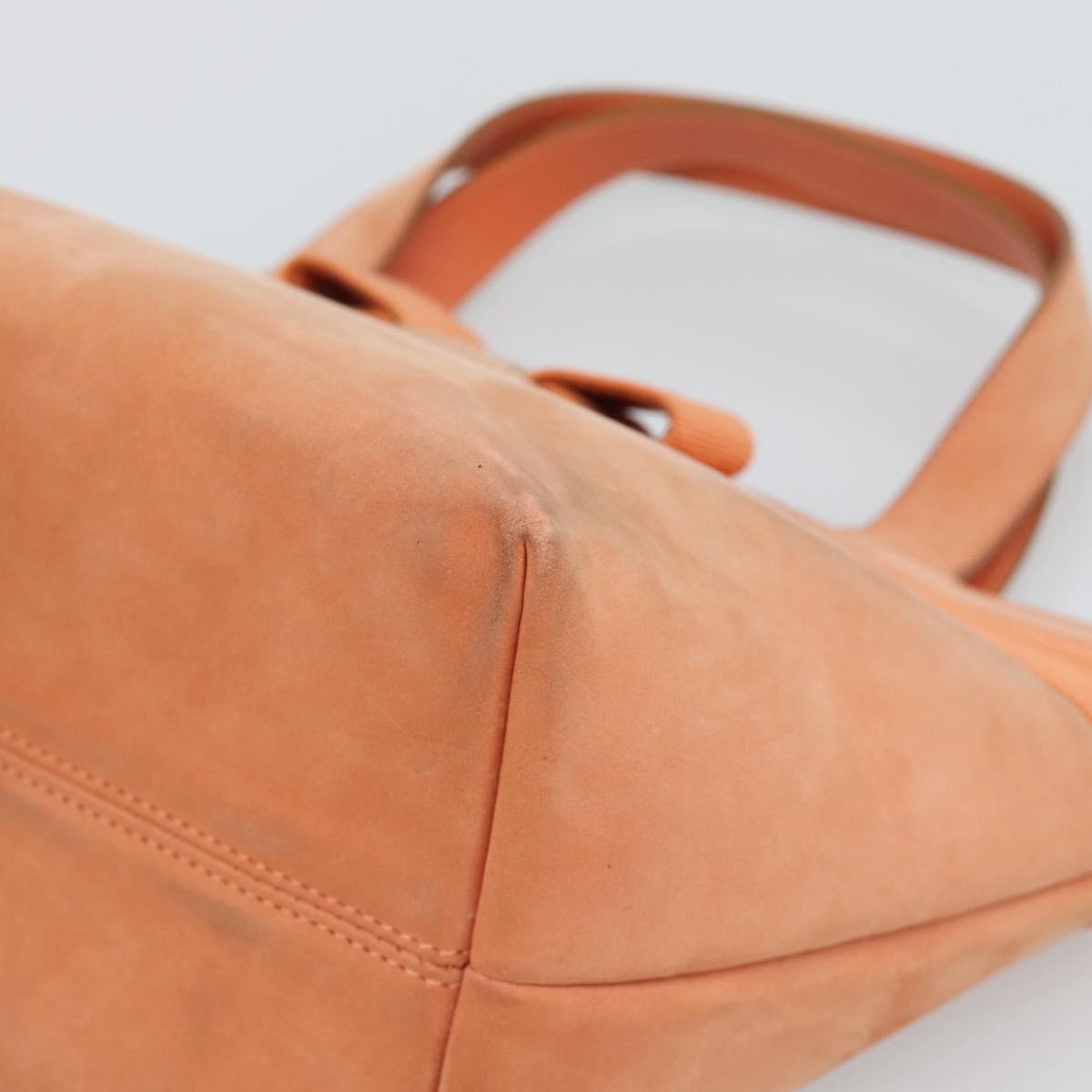 Salvatore Ferragamo Vala Hand Bag Suede Orange Auth ar14048